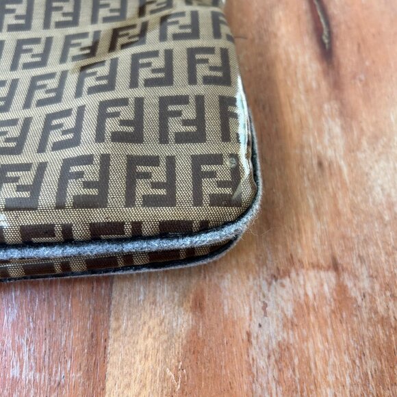 Fendi Zucchino Vinyl Double Flap Accordion Baguette Brown - Picture 6 of 15